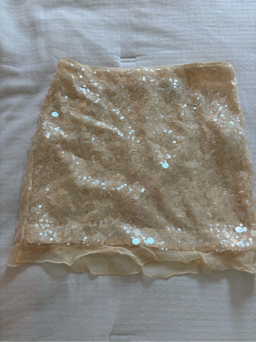 J. Crew Champagne Sequin Mini Skirt with Ruffle Hem